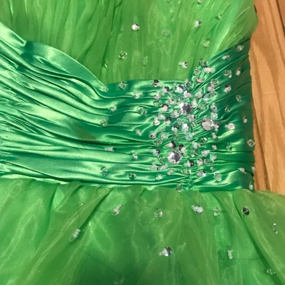 Neon green strapless dress